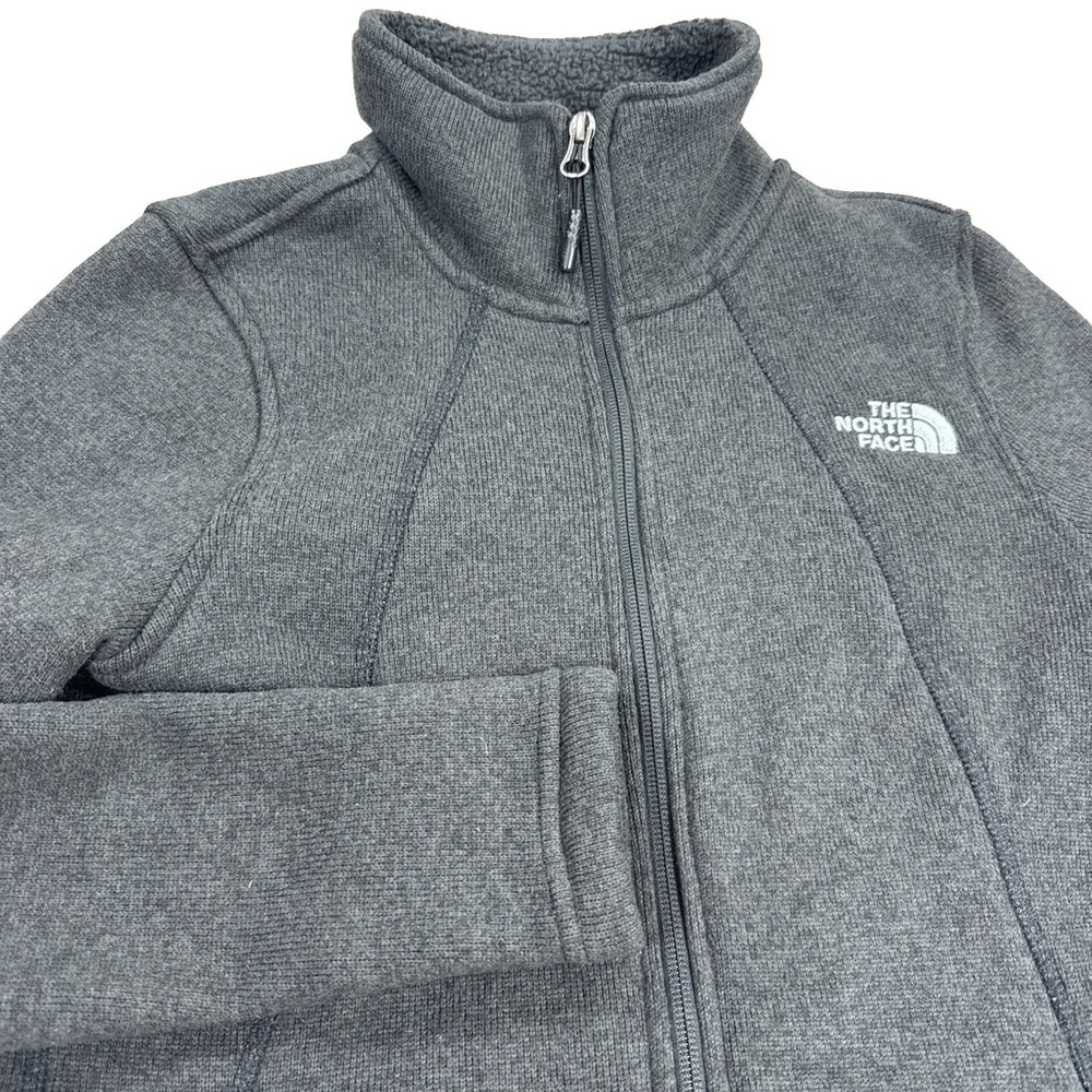 The North Face Jacket Women's Small Sweater Fleece Gray Long Sleeve Pockets Zip